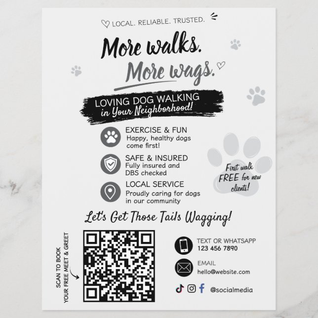 Hundpromenad Husdjurssittarverksamhet Flyers QR-ko (Framsidan)