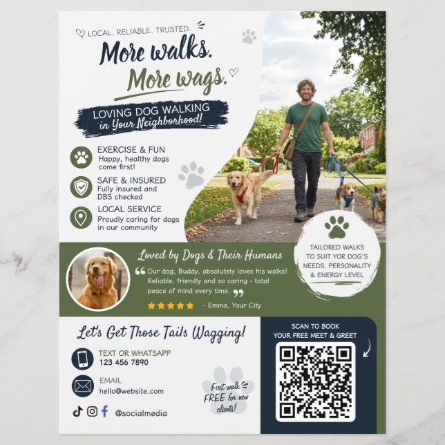 Hundpromenad Husdjurssittarverksamhet Flyers QR-ko (Framsidan)