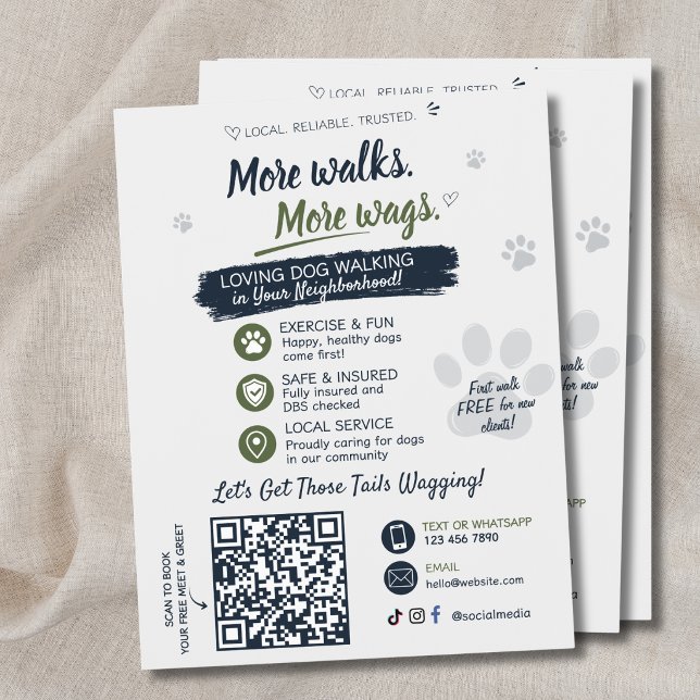 Hundpromenad Husdjurssittarverksamhet Flyers QR-ko (Dog Walking Business Flyers QR Code)