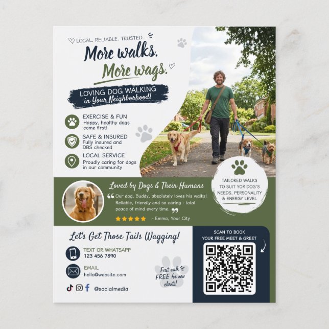 Hundpromenad Husdjurssittarverksamhet Flyers QR-ko (Framsidan)