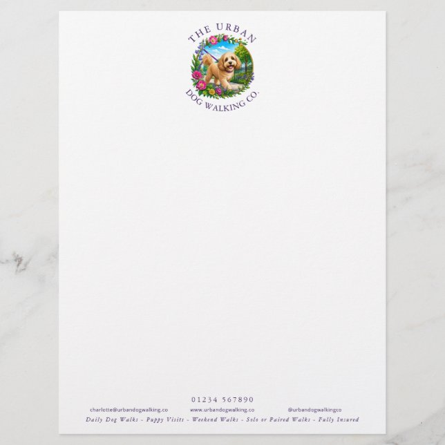 Hundpromenaddagis Cockapoo Logotyp Brevpapper (Framsida)