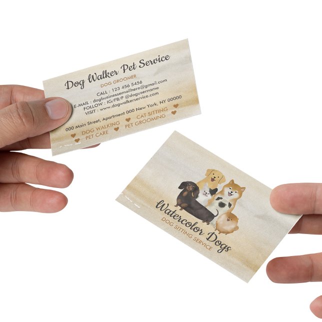 Hundpromenerare Husdjursvaktservice Visitkort (Dog Walker Pet Sitting Service Business Card)