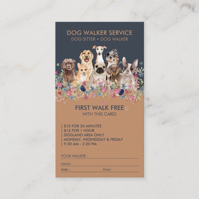 Hundpromenerartjänst Gratis present Visitkort (Framsida)