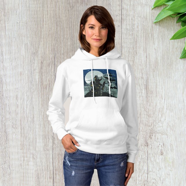 Hundrahus Full Moon Womens Hoodie T Shirt (Skapare uppladdad)