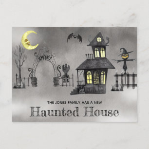 Hundrahus, Halloween, helige Flytta Annoucement Vykort