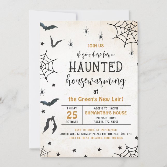 Hundrakammaruppvärmning i Halloween fest Inbjudningar (Framsida)