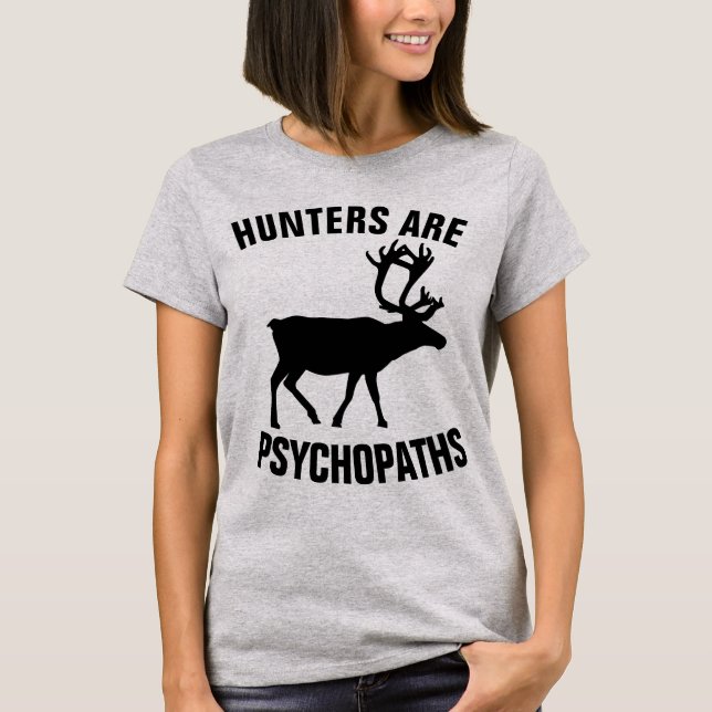 HUNDRAR ÄR PSYKOPATER, ANTIHUNTERANDE T-Shirts (Framsida)