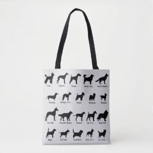 Hundraser i Silhouette Tote Bag Tygkasse