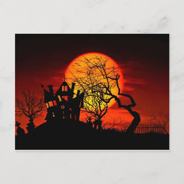 HUNDRAT KVÄLL, HUNDRAT HUS! Halloween ~ Vykort (Framsida)