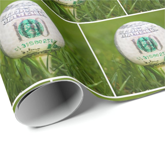 Hundred Dollar Bill Golf Boll Presentpapper (Rullad Hörn)