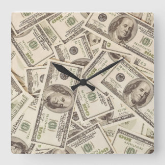 Hundred Dollar Bill Money Clock Fyrkantig Klocka