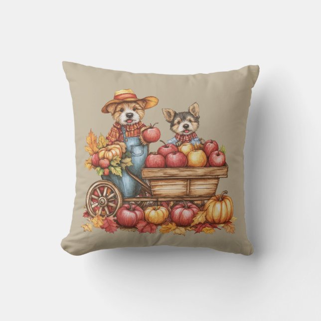Hund's Autumn Applecart Dekorativ kudde (Framsida)