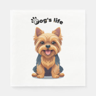 Hund's Life Roligt Yorkshire Terrier Illustration Pappersservett