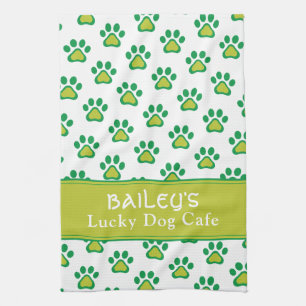 Hund's Namn Lucky Hund Cafe Anpassningsbar St. Pat Kökshandduk