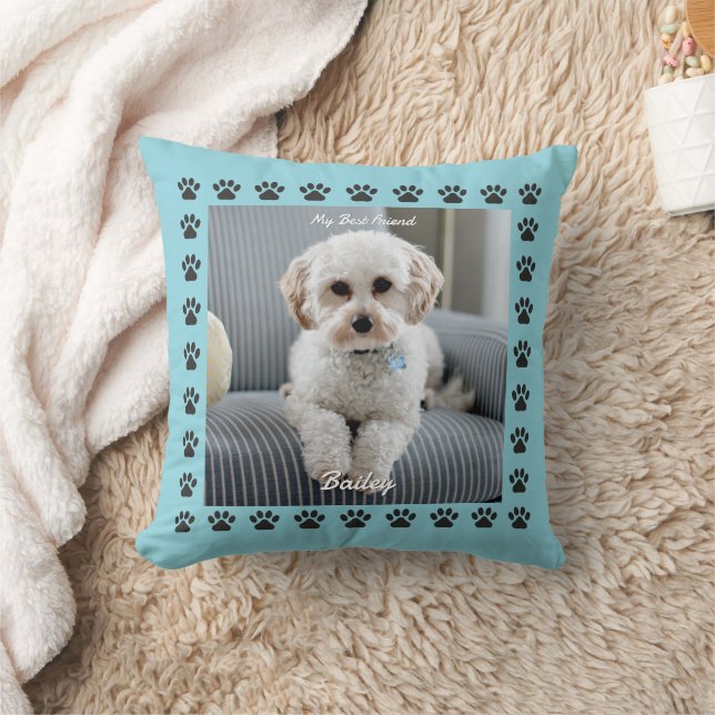 Hund's Photo, Namn, My Best Friend, Tass avtryck Kudde (Filt)