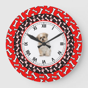 Hund's Porträtt Hund Bone Cute Pooch Ram Stor Klocka