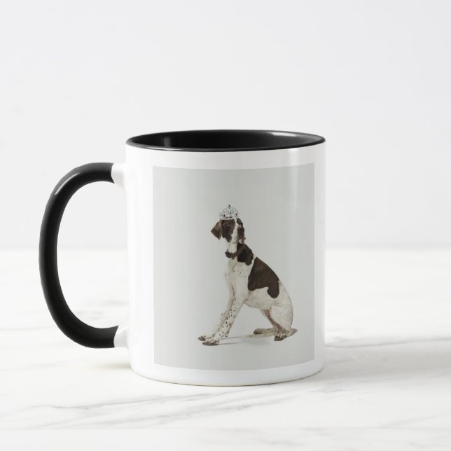Hundsitta med en tiara på huvudet mugg (Vänster)