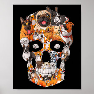 Hundskalle Hund Ben Älskare Halloween Hund Skelett Poster