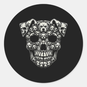 Hundskalle Röntgen Halloween Skelett Svart Premium Runt Klistermärke
