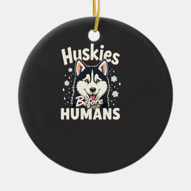 Hundslädekspedition Husky Lag Vinter   Julgransprydnad Keramik (Framsidan)