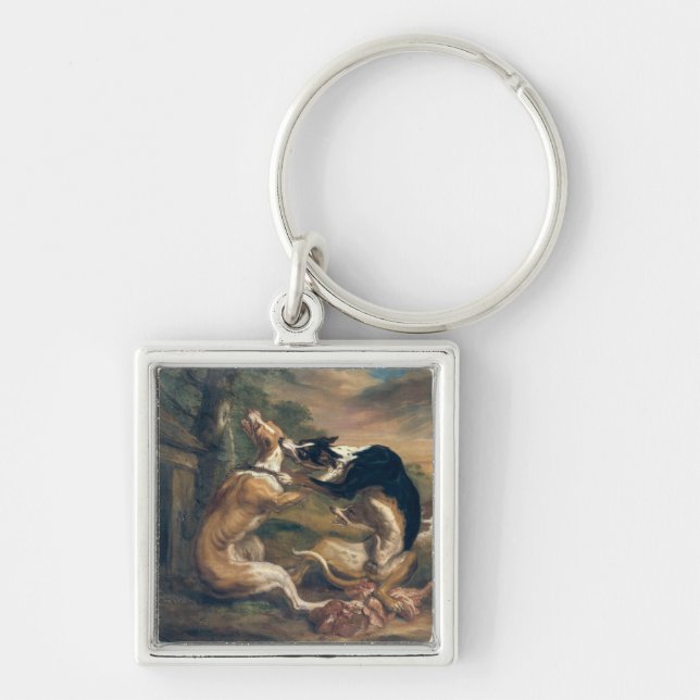 Hundslagsmål, 1678 fyrkantig silverfärgad nyckelring (Framsidan)