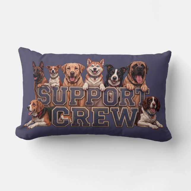 Hundstödcrew Multirasägare Blå Hundälskare Lumbarkudde (Framsida)