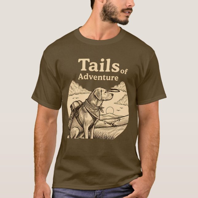 Hundsvansar av äventyr Rolig hundägare som vandrar T Shirt (Framsida)