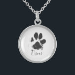 Hundtasstryck med ditt husdjur namn - svarten - sterling silver halsband<br><div class="desc">Hundtasstryck med ditt husdjur namn - svarten -</div>