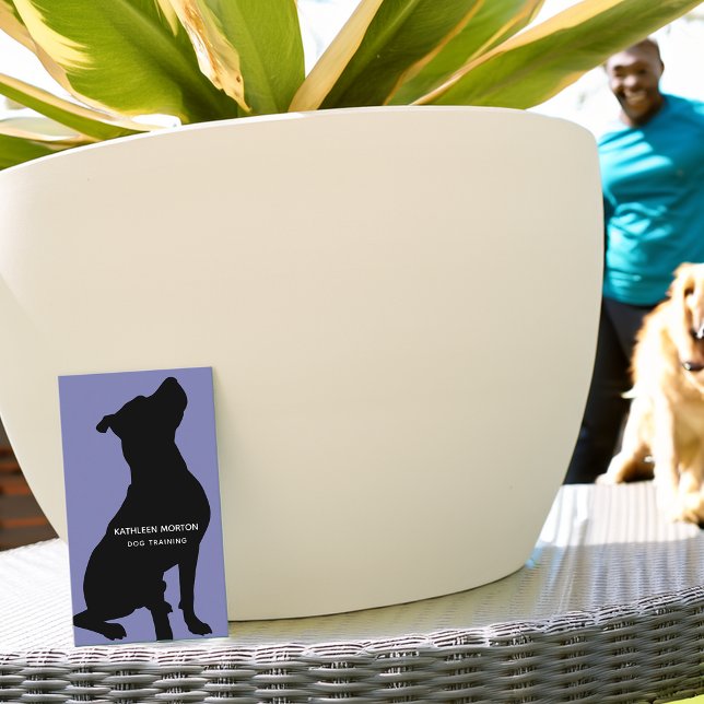 Hundtränare svart silhuett visitkort (Modern Silhouette Dog Trainer Business Card)