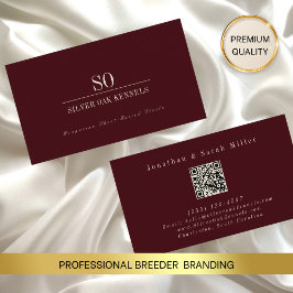 Hunduppfödare QR-kod Kennel Monogram Burgunder Elf Visitkort