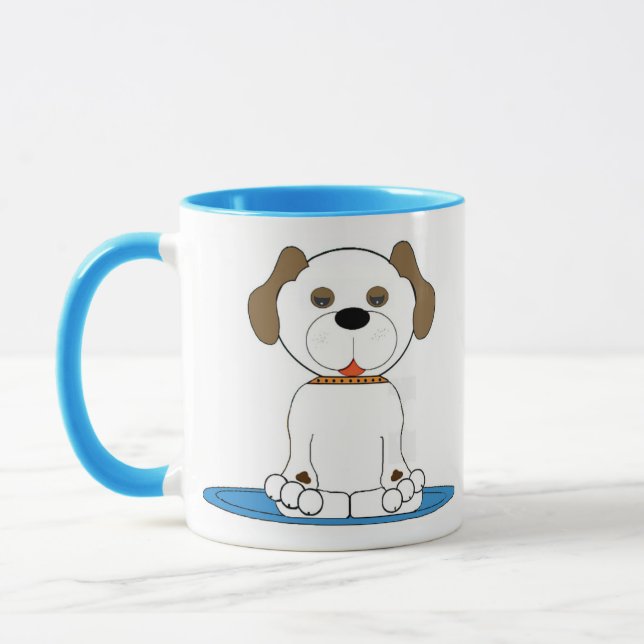 Hundvalp väntar på att ägarna ska komma hem mugg (Vänster)