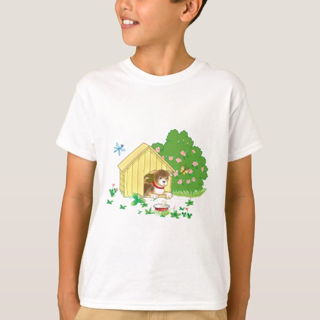 hundvalpar och ben i en skål t shirt (Framsida)