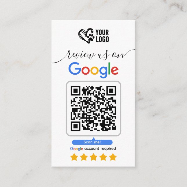 Hundvård Google Recensionsförfrågningskort QR-kod Visitkort (Framsida)