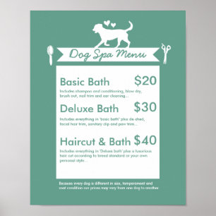 Hundvård Spa Meny - Anpassningsbar Poster