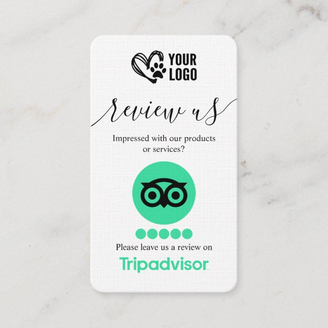 Hundvård TripAdvisor Omdömesförfrågan QR-kod Visitkort (Framsida)