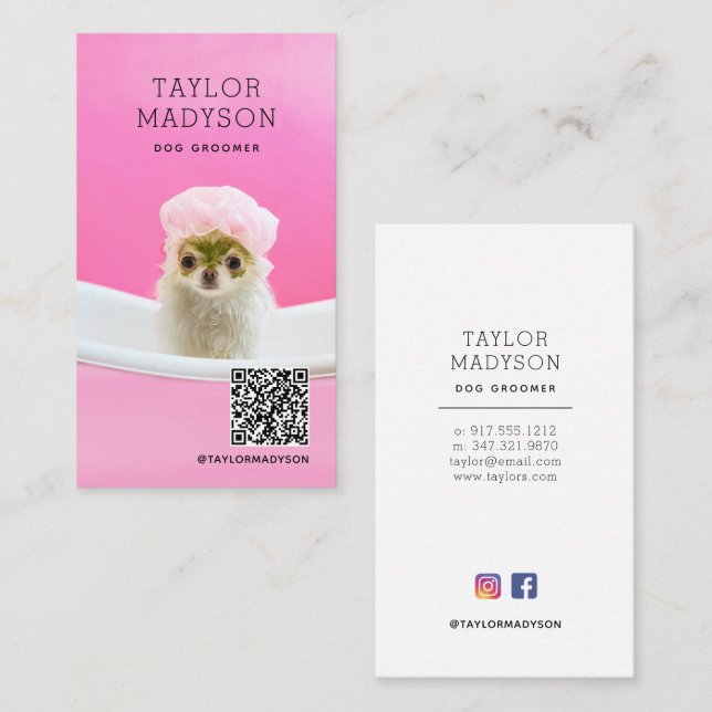 Hundvårdsboutique Förförd Valp QR-kod Visitkort (Fram/baksida)