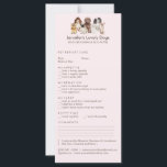 Hundvårdsuppdateringsformulär<br><div class="desc">Efter varje vistelse berättar detta mjuka rosa kort om en hunds lilla dag: måltider,  humör,  sömn,  toaletttid,  grooming-anteckningar och söta uppdateringar för ägare som väntar hemma.</div>