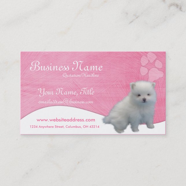 Hundvisitkortar:: Pomeranian valp Visitkort (Framsida)