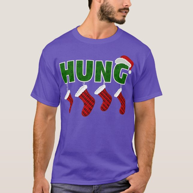 Hung - Funny Gay Endowed jul Premium T Shirt (Framsida)