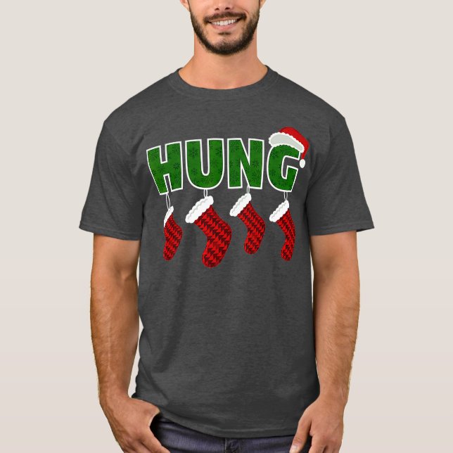 Hung - Funny Gay Endowed-jul T Shirt (Framsida)