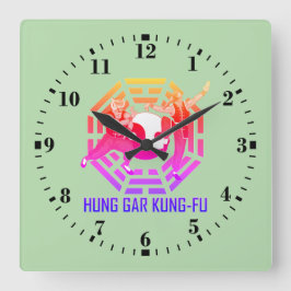 Hung Gar Kung-Fu Fyrkantig Klocka