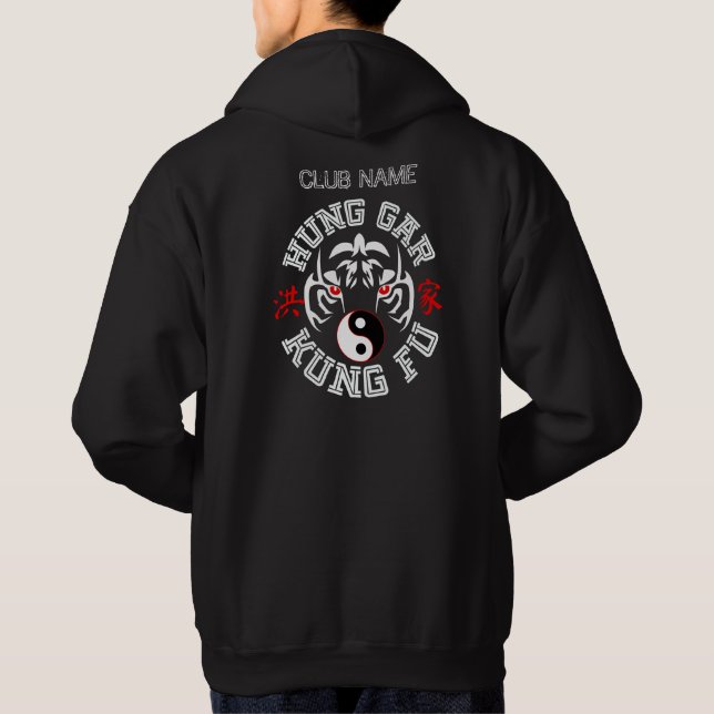 Hung Gar Kung fu Tiger med Yin Yang Symbol Hoodie (Baksida)