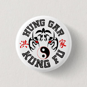 Hung Gar Kung fu Tiger med Yin Yang Symbol Knapp