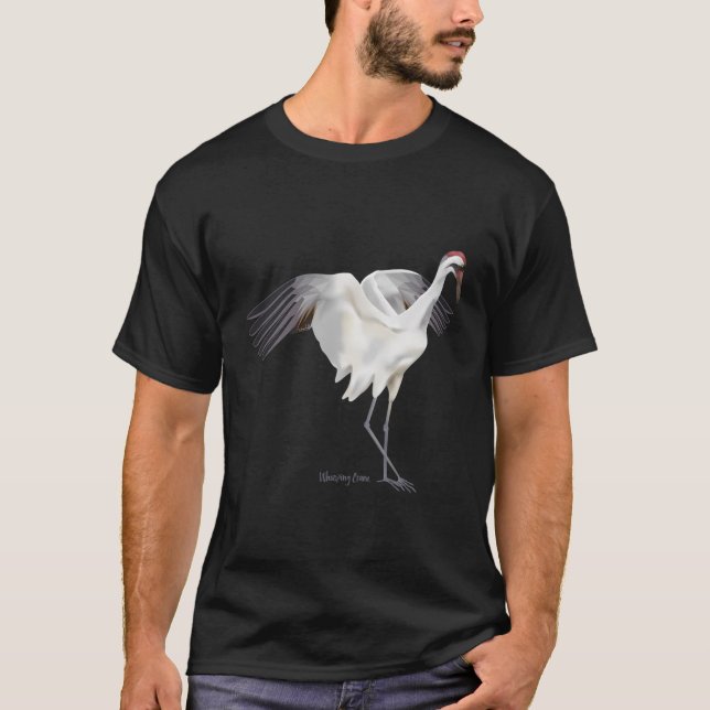 Hungande Crane Graphic Wildlife Bird Watching T Shirt (Framsida)
