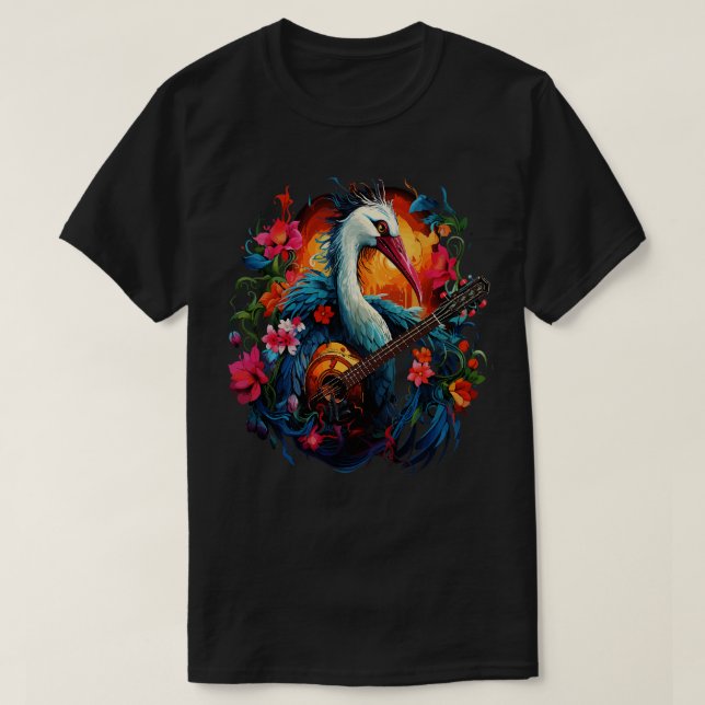Hungande Crane Pay Guitar T Shirt (Design framsida)