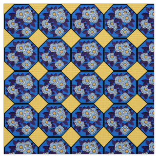Hungarian Art Deco Royal Blue and Yellow Tyg