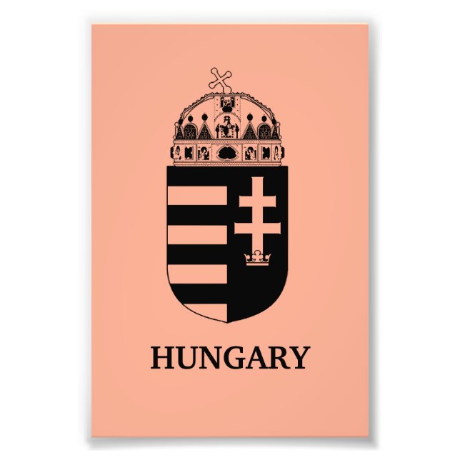 Hungarian Coat of Arms Contemporary Monochrome Art Fototryck (Framsidan)