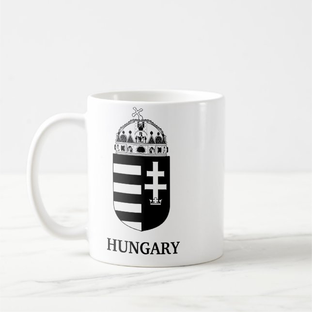 Hungarian Coat of Arms Contemporary Monochrome Art Kaffemugg (Vänster)