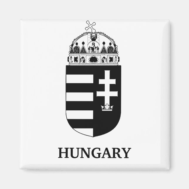 Hungarian Coat of Arms Contemporary Monochrome Art Magnet (Framsidan)