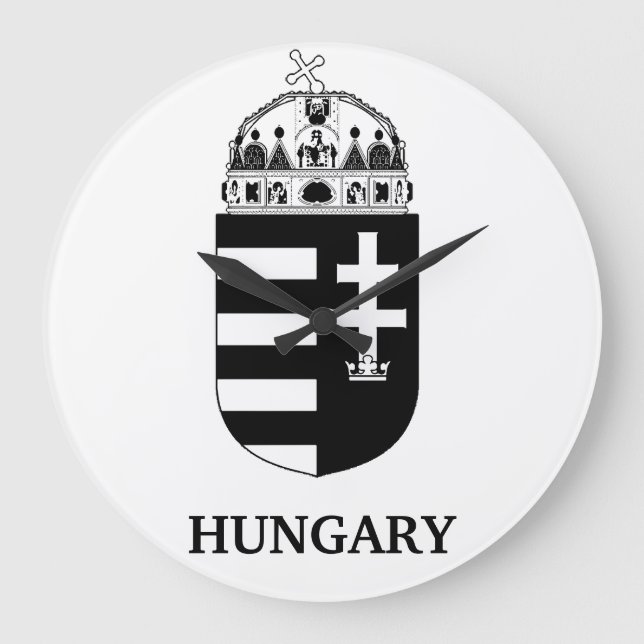 Hungarian Coat of Arms Contemporary Monochrome Art Stor Klocka (Framsida)